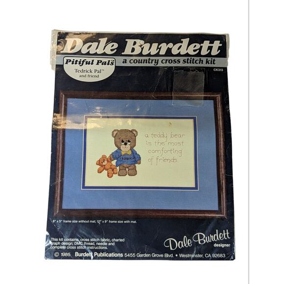 1985 Dale Burdett Pitiful Pals Tedrick Pal and friend Cross Stitch Kit CK313 - Picture 1 of 3